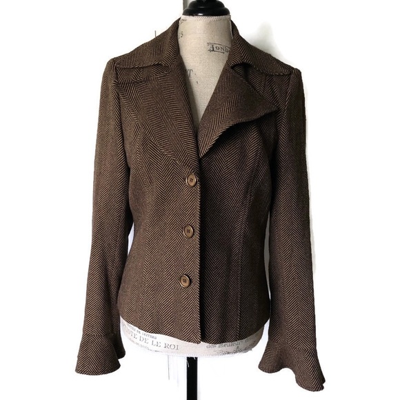 David Meister Jackets & Blazers - Vintage Bell Sleeve Blazer Herringbone